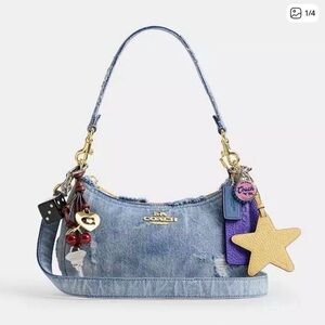 Coach Denim Teri Shoulder Bag with Charms